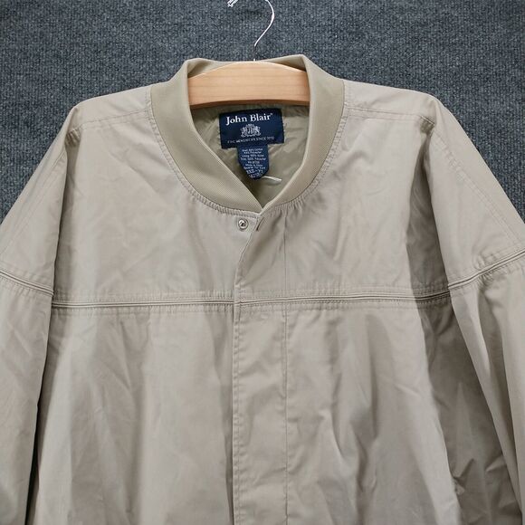 John Blair Men's Full Zip Bomber Jacket Tan 3XLT Long Sleeve Solid Lined - Picture 2 of 16
